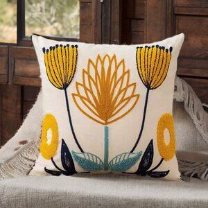 Floral Pillow Cover Embroidered Decorative Boho Decor Bohemian Accent Decoration